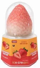 Aiko Garden Strawberry Flavor Ice Cream Bars with Strawberry Fruit Pieces, Pack of 3