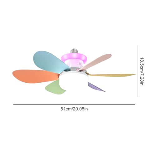 Aodejoy Ventilateur de Plafond avec Lumière et Telecommande, 40W E27/E26 Lampe de Ventilateur LED RGB Dimmable Timing, 6 Pales, 3 Vitesses, Silencieux, pour Salon, Bureau, Dortoir, Chambre (Blanc) – vue 4