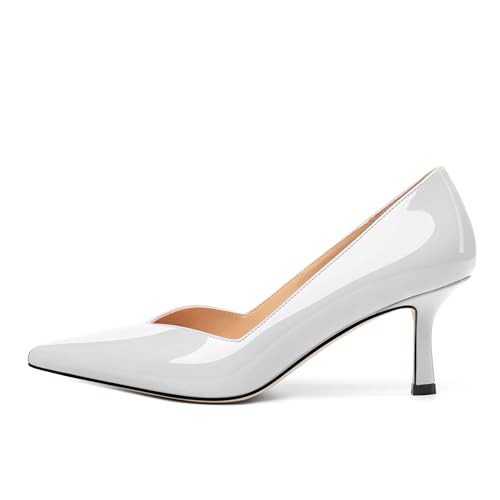 Image of Women Pointed Closed Toe 2.5 Inch Kitten Heel Slip On Pumps | Elegant Comfort Formal Dress Footwear, Versatile Ladies Shoes For Office Wedding Party Evening Daily Occasions