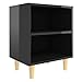 vidaXL Table de Chevet avec Pieds en Bois Table de Nuit Armoire de Chevet Armoire de Lit Chambre à Coucher Maison Noir Brillant 40x30x50 cm