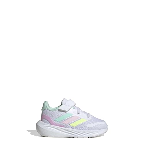 Baskets adidas Runfalcon 5 Infants design blanc et finitions menthe rose