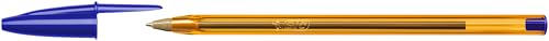 BIC Cristal Original Fine, Boligrafos Punta Fina (0.8mm), Óptimo para Uso Escolar y de Oficina, Caja de 50 Unidades, Azul