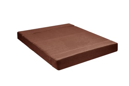 Image of Los Angeles Foldable 3 Seater Sofa Cum Bed, Sofa Bed 5X6 Feet Jute Fabric Washable Cover- Including Cushion Perfect for Living Room - Brown