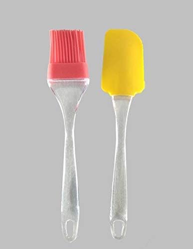 Image of Set of 2 Kitchen Silicon Flat Pastry Brush and Spatula Set & Stainless Steel Medu Vada Maker with Stand