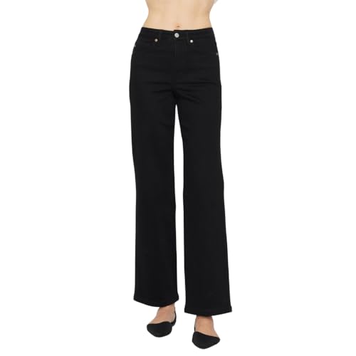 Judy Blue High Waist Tummy Control Classic Straight Jeans Comfortable Stretch Jeans Cotton Pant -88866 (US, Numeric, 13, Regular, Regular, Black)