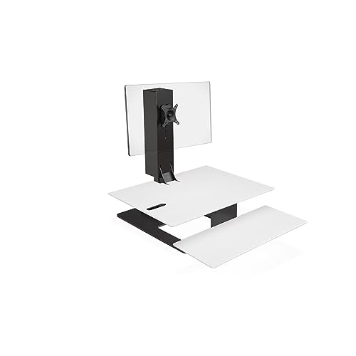 Image of UPLIFT DESK - E7 Electric Standing Desk Converter, Black Base, White Eco Worksurface (Single Monitor)