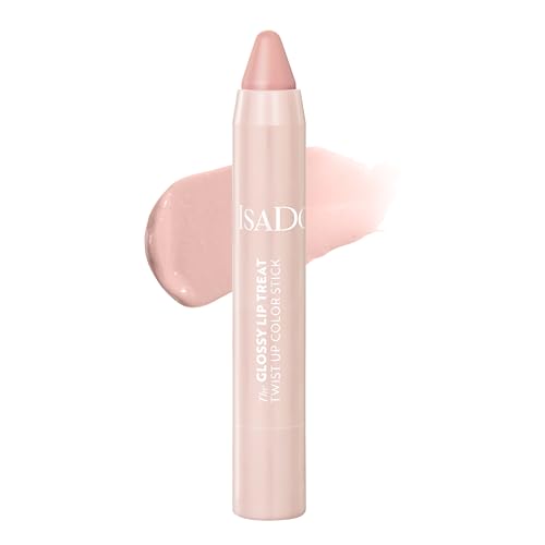 IsaDora The Glossy Lip Treat Twist Up Colour Stick – Feuchtigkeitsspendender Lipgloss mit nicht klebender Farbe, der Ihre Lippen pflegt und nährt – Veganes Make-up, tierversuchsfrei (00 Clear Nude)