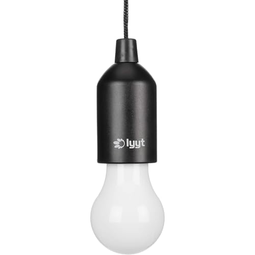 Lyyt Portable LED Pull Light with Adjustable Cord Ideal for Indoor and Sheltered Outdoor Use Battery-Powered with Super Bright 60 Lumens Output Cool White