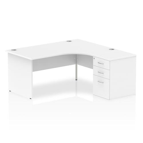 Image of I000598 - Dynamic Impulse 1600 Right Hand Panel End Workstation 600 Pedestal Bundle White
