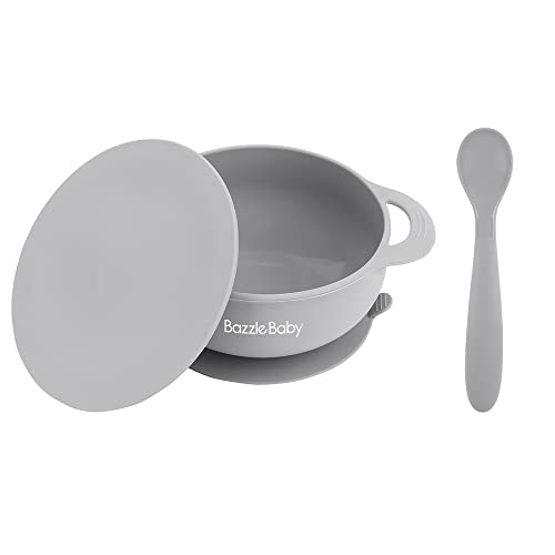 Image of Bazzle Baby Silicone Suction Bowls with Suction Lid and Spoon | 3-Piece Set | BPA Free Silicone | Perfect for 4-36 Months.