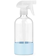 Worldgsb 1 Pack Glass Spray Bottles with Silicone Sleeve, 16 oz Empty Refillable Containers with ...