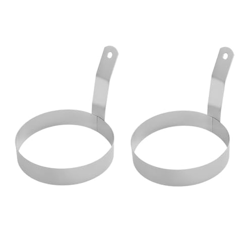 2pcs Stainless Steel Round Egg Ring 5" Non Stick Round Egg Maker Metal Pancake Ring with Handle Cooking Tool Accessories for Home Kitchen