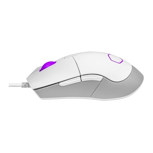 Cooler Master MM310 Wire Gaming Mouse White, Adjustable 12,000 DPI, Palm|Claw Grip, PixArt Optical Sensor, Ultraweave Cable, PTFE Feet, RGB Lighting (MM-310-WWOL1)