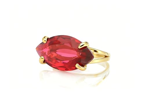 Bague pierre précieuse large et tourmaline rose marquise d'exception