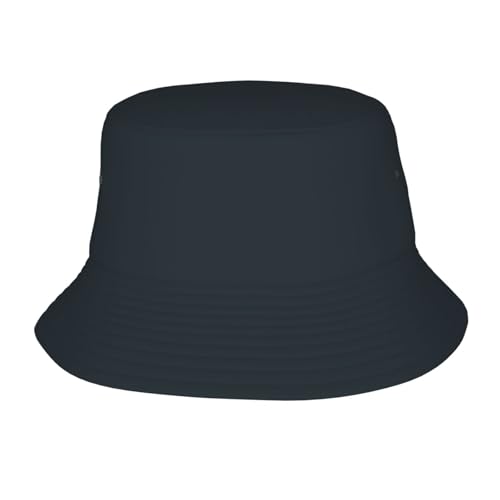 Chapeau cloche d'été noir unisexe imprimé gris acier en sergé