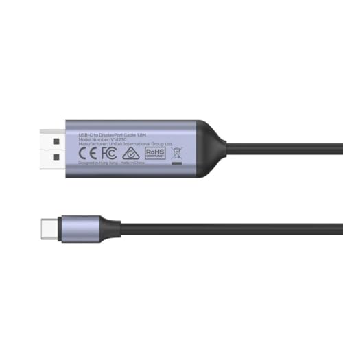 Image of UNITEK Cable Adapter USB-C - DP 1.4 8K 60Hz 1 8M