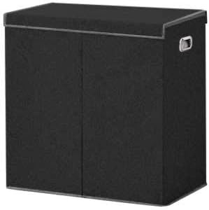 BRIAN & DANY 150L Double Laundry Basket, Laundry Hamper with Lid and Removable Liners, Fabric Laundry Baskets for Home Washing, Black
