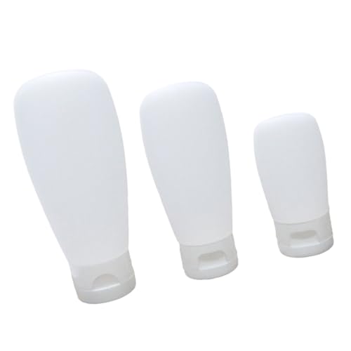 PRETYZOOM Lot de 3 Flacons Cosmétiques en Silicone Rechargeables Sets de Bouteilles Vides 30 ML 60 ML 100 ML Bouchon à Clapet Souples et Portables pour Voyage et Activités de Plein Air