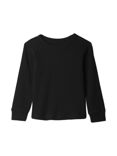 GAP Boys' Long Sleeve Thermal Crewneck, Black, 2T