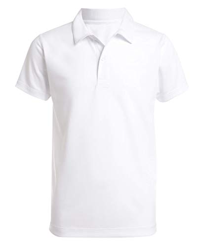 Nautica Boys' School Uniform Sensory-Friendly Short Sleeve Polo Shirt, Button Closure, Moisture Wicking Performance Material