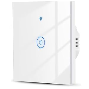 Smart Light Switch WiFi Smart Touch Switch 1 Gang White, No Neutral+Have Neutral Dual Wiring Method, Compatible with Alexa/Google Home Remote/Voice Control LED Wall Switch