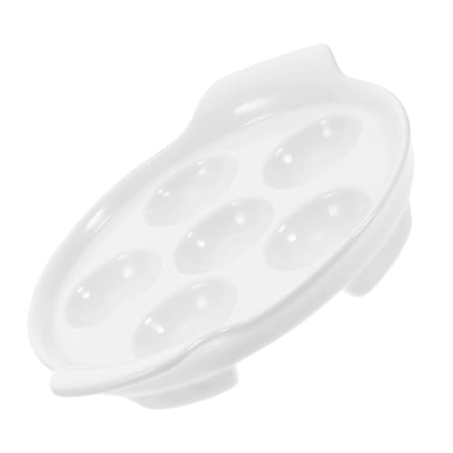 ERINGOGO Fuente de Porcelana para Horno con Doble Asa Plato para Escargots y Mariscos con Compartimentos Resistente y Multifuncional para