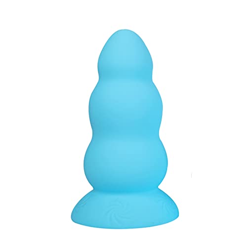 TaRiss's 渦 アナルプラグ 3ビーズ 吸盤付き シリコン S 7.7cmx18cm 水色 - 画像1