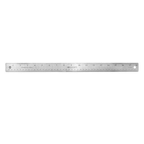 Westcott 10417 Stainless Steel Metal Ruler with Non-Slip Cork Base, 18 in