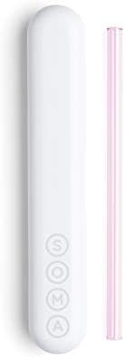SOMA Glass Straw with Silicone Lined Travel Case and Cleaning Tool, 8-inch, Blush (501-16-01)