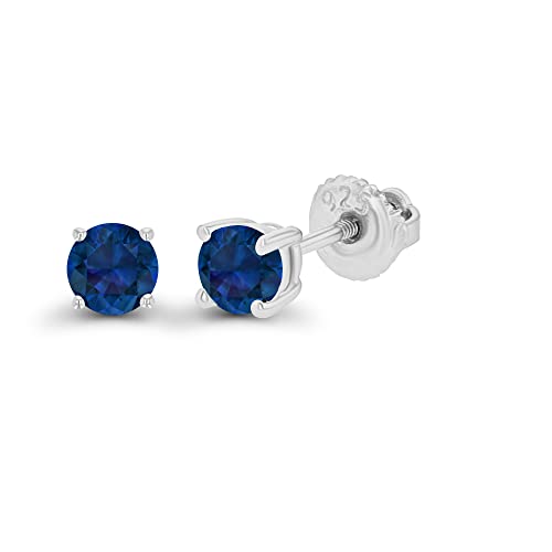 14K Gold Plated 925 Sterling Silver Hypoallergenic 4mm Round Genuine Birthstone Solitaire Screwback Stud Earrings2