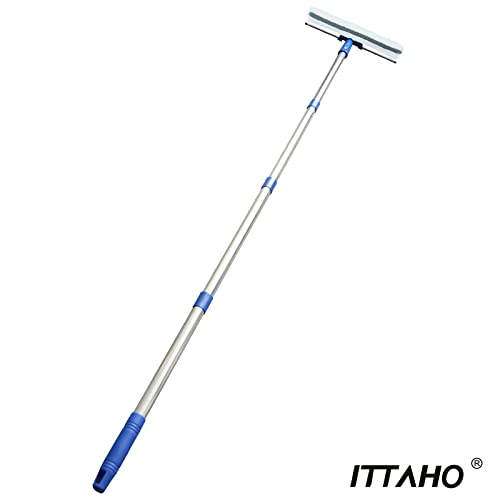 Ittaho 12" Window Squeegee,Window Cleaning Tools Kit With Long Handle,Window Washer,Squeegee Shower Cleaner For Shower Door Glass Car Windshield Indoor Outdoor High Window Cleaning #TOP6