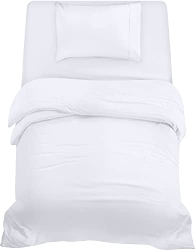 Utopia Bedding - Funda nordica Cama 90, Sabana Bajera 90x190 y Funda Almohada (50x75cm) - Funda edredon 135x200 - Juego de Cama de Microfibra cepillada Suave (Blanco)