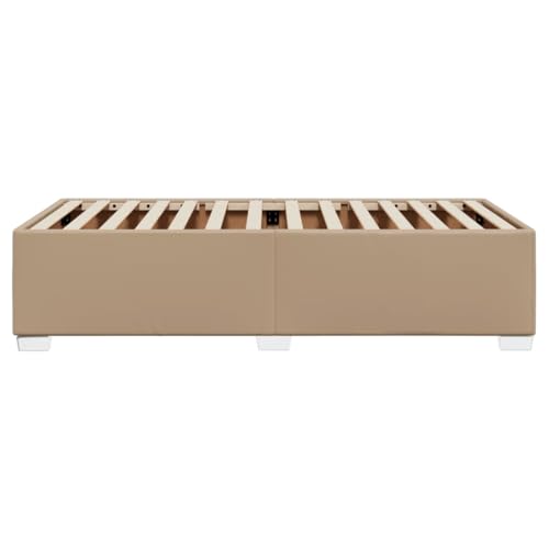 vidaXL Bettgestell, Bettrahmen mit Lattenrost, Polsterbett Bett für Schlafzimmer, Einzelbett Schlafzimmerbett, Cappuccino-Braun 90x200cm Kunstleder