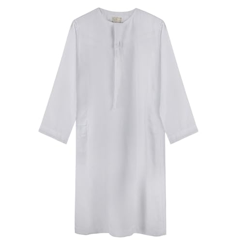 ITODA Embroidered Muslim Arabic Thobe Long Sleeve Kaftan Islamic Ramadan Prayer Robe4