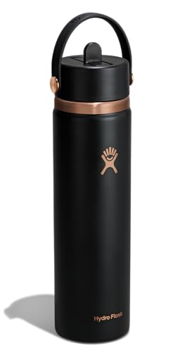 Image of Hydro Flask Water Bottle - Insulated Stainless Steel - Wide Straw Lid, Non Spill, Leakproof in 24 Oz Black Arc