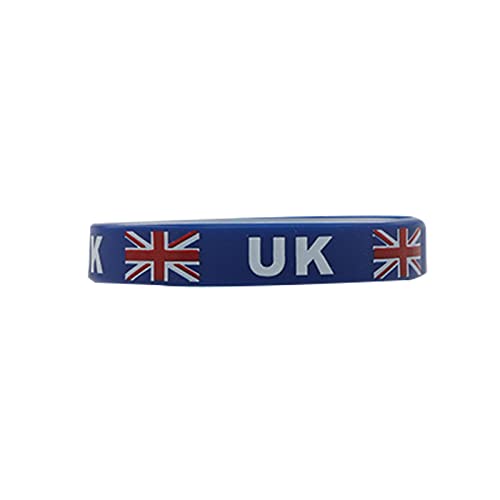 YZL Bracelet en silicone avec drapeau du Royaume-Uni - Rouge et blanc - Bleu Cover