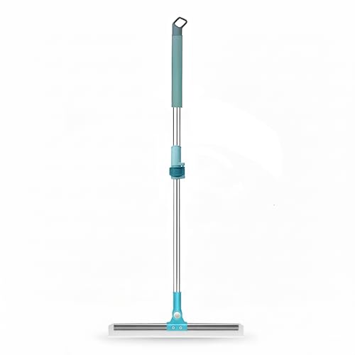 Image of Stainless Steel Floor Wiper with Long Handle for Bathroom and Balcony, 45 cm Silicone Blade Water Squeegee for Tile, Marble and Wet Floor Cleaning.