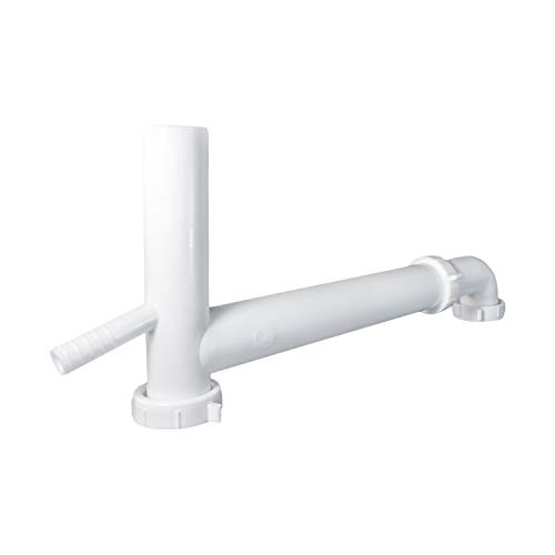 Highcraft Q23917 Plastic End Outlet Waste with Branch for Tubular Drain Applications 1-1/2 Inch White, Pack of 1