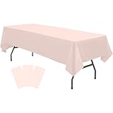 Plastic Light Pink Tablecloths 3 Pack Disposable Table Covers 54' x 108' Baby Pale Pink Table Cloths for Parties Bridal Shower Engagement Wedding Birthday, Fits 6 to 8 Foot Rectangle Tables