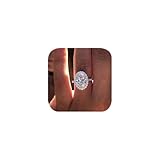 Sparkle 925 Sterling Silver Plated Halo Oval Cut Diamond Engagement Ring for Women Cubic Zirconia Wedding Ring Simulated Diamond Fashion Party Accessories Promise Ring Size 7
