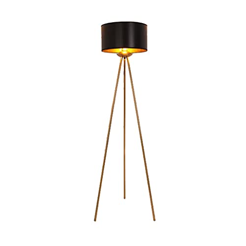 Lampadaire trépied doré design moderne plumes blanches 12W