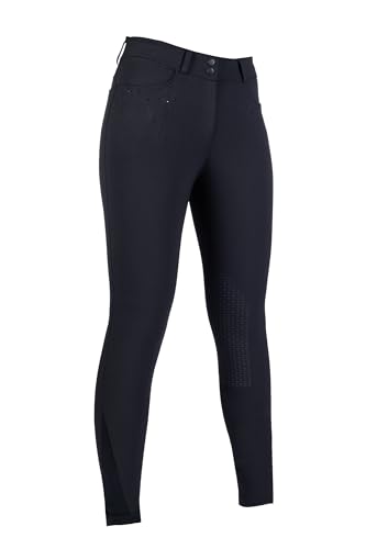 Pantalon equitation femme HKM Savona Style basanes silicone classique bleu noir