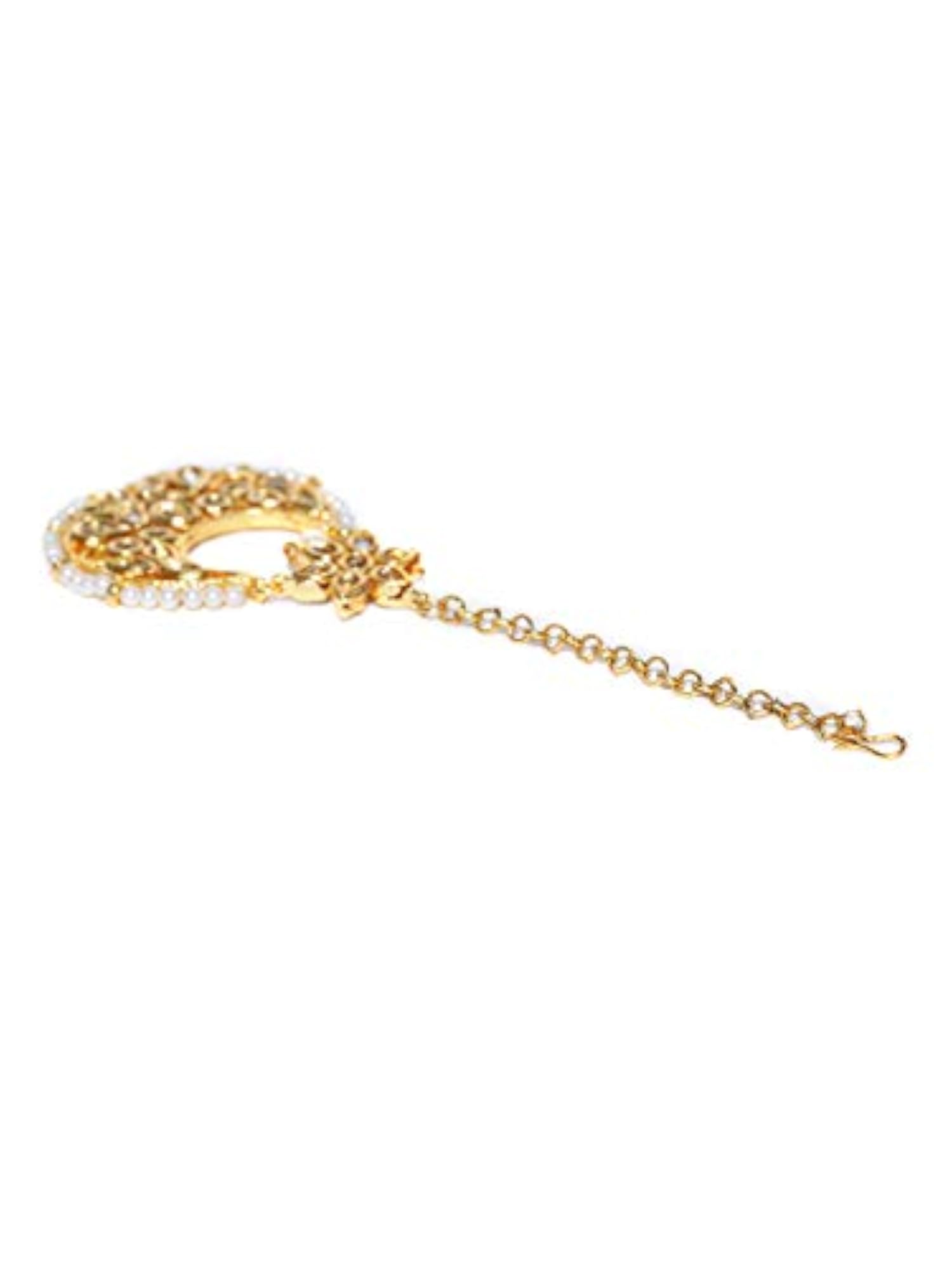 Plated Pearls and Kundan Studded Chandbali Style Maang Tikka