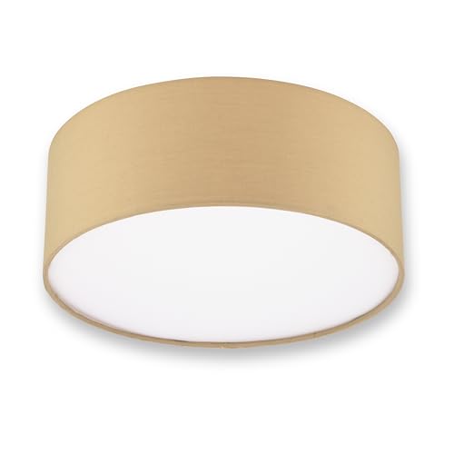 REV Plafonnier LED - Plafonnier pour chambre à coucher, salon et cuisine, rond, 30 cm, avec abat-jour en tissu au look vintage, cappuccino