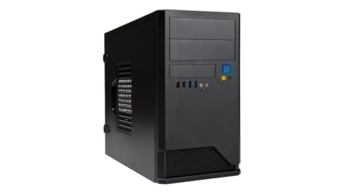 Gabinete Micro ATX IN WIN EM048.CQ450TB3, tipo Mini Tower, color negro, material acero, refrigeración por aire