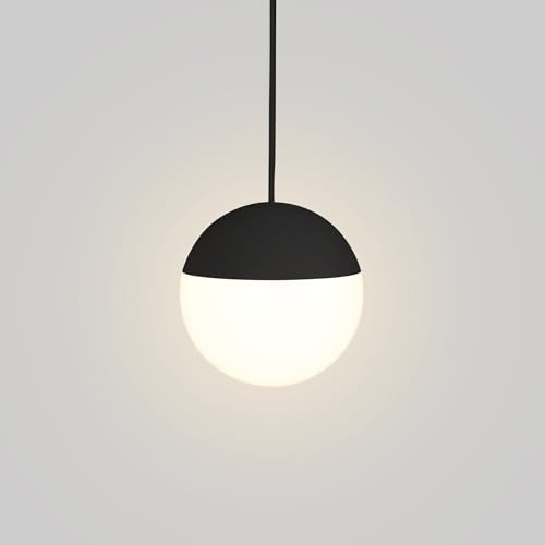 BARCELONA LED - Lampara techo colgante LED esférica ASTRO - lamparas minimalista, 9W - Luz led cálida (2700K), lampara de techo negra para cocina, comedores, salones