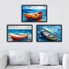 Tableau mural paysage côtier pour habiller un mur vide sans effort triptyque 50x70cm