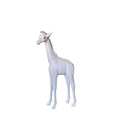 LM Treasures White Baby Giraffe Life Size Statue Modern Jungle Safari Animal Theme Decor Prop Display