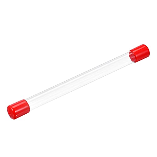 Image of PATIKIL Clear Rigid Tube Round Plastic Tubing with Red Rubber Caps Polycarbonate Water Pipe, 305mm / 12 Inch Length, 13mmx14mm /0.51 inchx0.55 inch, 1 Set