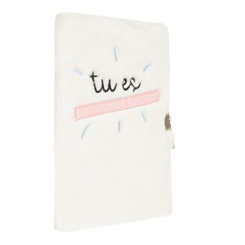 Diario personal blanco de felpa con candado y llaves miniatura 2